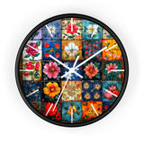 Boho Floral Quilt in Navy Print Wall Clock! Perfect For Gifting! Free Shipping!!! 3 Colors Available!