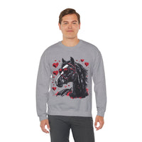 Valentines Day Black Horse Red Hearts Edition Unisex Sweatshirt! Retro! Free Shipping!!!