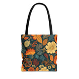 Golden Navy Denim Florals Fall Vibes Tote Bag!