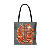 Autumn Floral Pumpkin Wooden Cross Fall Vibes Tote Bag!