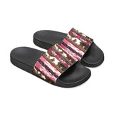 Western Stripes Cow Print Pink Summer Beach Slides, Women's PU Slide Sandals! Free Shipping!!!