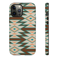 Teal and Brown Aztec Tough Cases! Cellphone Cases! Multiple Sizes Available! Apple iPhone, Samsung Galaxy, and Google Pixel devices!