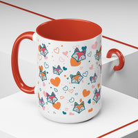 Coffee Mug - Fox Heart Medley Valentines Day Mug (11, 15oz)