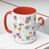 Coffee Mug - Fox Heart Medley Valentines Day Mug (11, 15oz)