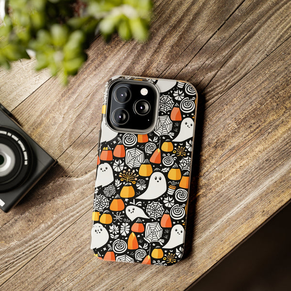 Spider Webs and Candy Corn Little Ghost Halloween Tough Phone Cases! Fall Vibes!