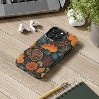 Fall Florals Navy Blue and Orange Tough Phone Cases! Fall Vibes!