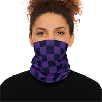 Black and Dark Purple Plaid Lightweight Neck Gaiter! 4 Sizes Available! Free Shipping! UPF +50! Great For All Outdoor Sports!