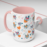 Coffee Mug - Fox Heart Medley Valentines Day Mug (11, 15oz)