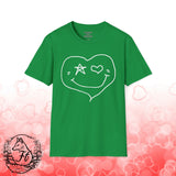 Valentines Day Heart Star Eye Smiley Face Unisex Graphic Tee! All New Heather Colors!!!