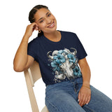 Coastal Cowgirl Cow Skull Hibiscus Florals Blue Unisex Graphic Tees! Summer Vibes! All New Heather Colors!!! Free Shipping!!!