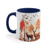 Autumn Orange and Black Deer and Doe Antler Forest Accent Coffee Mug, 11oz! Multiple Colors Available! Fall Vibes!