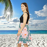 Blue and Pink Florals Print Women's Fit n Flare Dress! Free Shipping!!! New!!! Sun Dress! Beach Cover Up! Night Gown! So Versatile!