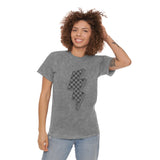 Checkered Lightning Bolt Distressed Unisex Mineral Wash T-Shirt! New Colors! Free Shipping!!!