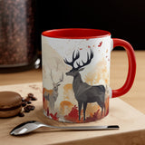 Autumn Orange and Black Deer Past and Future Accent Coffee Mug, 11oz! Multiple Colors Available! Fall Vibes!