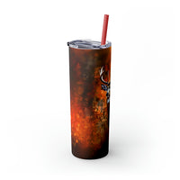 Western Acid Wash Deer Autumn Fall Vibes Skinny Tumbler with Straw, 20oz!