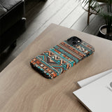 Teal and Orange Aztec Tough Cases! Cellphone Cases! Multiple Sizes Available! Apple iPhone, Samsung Galaxy, and Google Pixel devices!