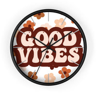 Good Vibes Retro Brown Print Wall Clock! Perfect For Gifting! Free Shipping!!! 3 Colors Available!