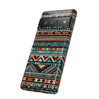 Teal and Orange Aztec Tough Cases! Cellphone Cases! Multiple Sizes Available! Apple iPhone, Samsung Galaxy, and Google Pixel devices!