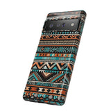 Teal and Orange Aztec Tough Cases! Cellphone Cases! Multiple Sizes Available! Apple iPhone, Samsung Galaxy, and Google Pixel devices!