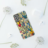 Blue and Yellow Floral Tulips Phone Cases! New!!! Over 40 Phone Sizes To Choose From! Free Shipping!!!