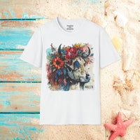 Boho Cow Skull Wallen Unisex Graphic Tees! Summer Vibes! All New Heather Colors!!! Free Shipping!!!
