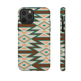 Teal and Brown Aztec Tough Cases! Cellphone Cases! Multiple Sizes Available! Apple iPhone, Samsung Galaxy, and Google Pixel devices!