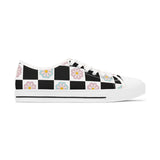 Black Checkered Daisy Women's Low Top Sneakers! Free Shipping! Specialty Buy!