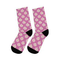 Light Pink Daisy Unisex Eco Friendly Recycled Poly Socks!!! Free Shipping!!! 58% Recycled Materials!