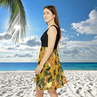 Sunflower Honey Comb Print Women's Fit n Flare Dress! Free Shipping!!! New!!! Sun Dress! Beach Cover Up! Night Gown! So Versatile!