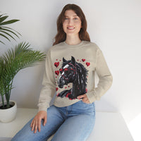 Valentines Day Black Horse Red Hearts Edition Unisex Sweatshirt! Retro! Free Shipping!!!