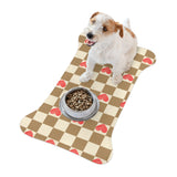 Chocolate and Cream Plaid Heart Print Pet Feeding Mats! Dog and Cat Shapes! Foxy Pets! Free Shipping!!!