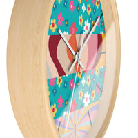 Groovy Floral Quilt in Teal and Pink Print Wall Clock! Perfect For Gifting! Free Shipping!!! 3 Colors Available!