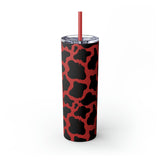 Teacher Life Cow Printed Skinny Tumbler with Straw, 20oz! Multiple Colors!