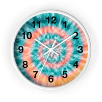 Boho Teal Tie Dye Print Wall Clock! Perfect For Gifting! Free Shipping!!! 3 Colors Available!