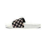 Classic Black Daisy Flower Print Summer Beach Slides, Women's PU Slide Sandals! Free Shipping!!!