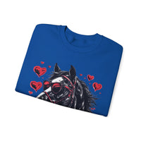 Valentines Day Black Horse Red Hearts Edition Unisex Sweatshirt! Retro! Free Shipping!!!