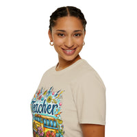 The Teacher Floral School Bus Unisex Graphic Tees! All New Heather Colors!!! Free Shipping!!! Back To School!