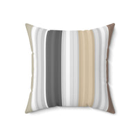 Farmhouse Neutral Grey and Cream Stripes Square Pillow!
