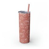 Polka Dot Pumpkin Thanksgiving Fall Vibes Skinny Tumbler with Straw, 20oz! Multiple Colors Available!