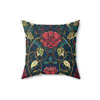 Stained Glass Roses and Vines Autumn Square Pillow! Halloween! Fall Vibes!