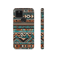 Teal and Orange Aztec Tough Cases! Cellphone Cases! Multiple Sizes Available! Apple iPhone, Samsung Galaxy, and Google Pixel devices!