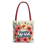 Happy Birthday Floral Tote Bag! Re-use/Re-cycle!