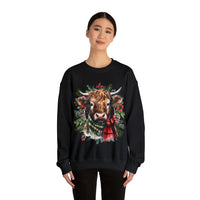 1 Highlander Cow Christmas Edition Unisex Heavy Blend Crewneck Sweatshirt!