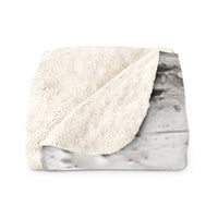 Distressed Acid Wash White Farmhouse Inspired Sherpa Fleece Blanket!