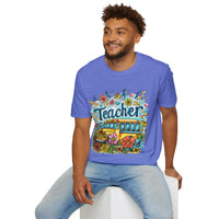 The Teacher Floral School Bus Unisex Graphic Tees! All New Heather Colors!!! Free Shipping!!! Back To School!