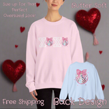 Valentines Day Sweatshirt Xoxo Disco Coquette/Back Printed