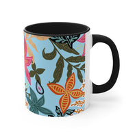 Boho Aqua Florals Accent Coffee Mug, 11oz! Free Shipping! Great For Gifting! Lead and BPA Free!