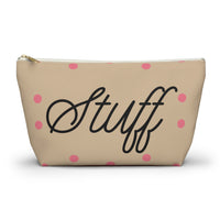 Cream Pink Polka Dot Accessory Pouch, Check Out My Matching Weekender Bag! Free Shipping!!!