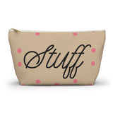 Cream Pink Polka Dot Accessory Pouch, Check Out My Matching Weekender Bag! Free Shipping!!!