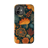 Fall Florals Navy Blue and Orange Tough Phone Cases! Fall Vibes!